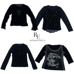 Y2k Black Goth Full sleeve Tops (RE-2498)