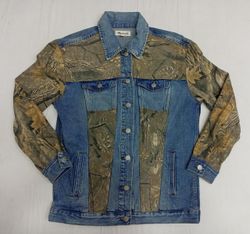 Veste en denim patiné CR954 à motifs camouflage