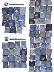 Embroidery Beaded Flare Jeans