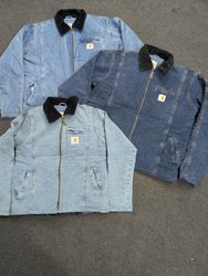 Carhartt Blue Denim Washed Detroit Rework Style Ja..
