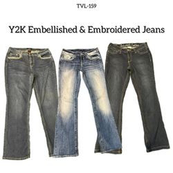Y2K Embellished & Embroidered Jeans (TVL-159)