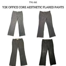 Y2K OFFICE CORE AESTHETIC FLARED PANTS (TVL-162)