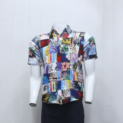 CR956 “Tropical Mosaic” Upcycled Patchwork Shirt