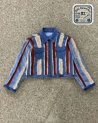Upcycled Crochet Panel Denim Jacket