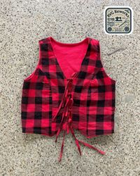Upcycled Reversible Flannel Lace-Up Vest