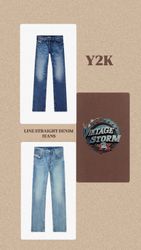 Y2k Line Denim Straight Jeans