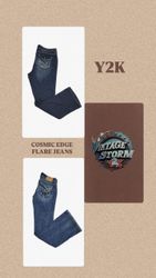 Calças Jeans Flare Y2K Cosmic Edge