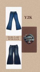 Jean évasé en denim Y2K Swirl