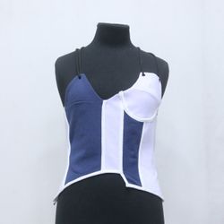 CR967 Upcycled Mix Brand  Duo-Tone Corset Top