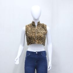 CR971 Upcycled Faux Fur Cropped Vest