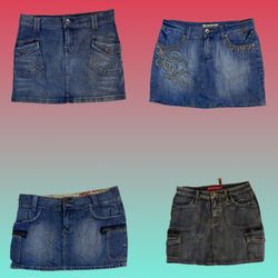 Saia mini em denim Y2K (TS-1636)