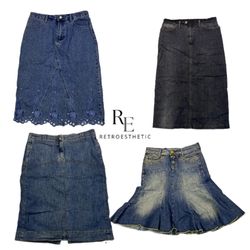 Y2K NYC Paris Hilton Denim Midi Skirts RE12513