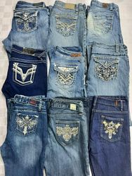 R195 Women's Embellished Y2k Flared Jeans