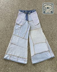 Upcycled Inside-Out Patchwork Weite Beinform Jeans