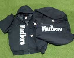 Rework style Carhartt Marlboro print black hoddie ..
