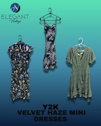 Y2K Velvet Haze Mini Dresses - EV1262