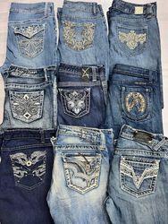 R203 Ladies Embellished Y2k Flared Jeans