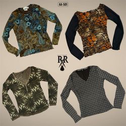 Y2K Boho Earthy Tone Full Sleeve Mesh Mix Tops (AA..