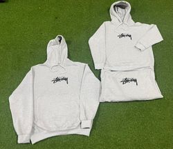 Grey stussy rework hoodie sweatshirt