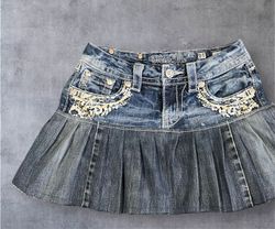 Upcycled Miss me Denim Mini Skirt