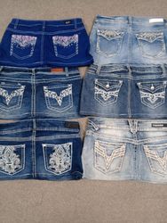 HD1247 Ladies Upcycled Y2K Denim Micro Mini Skirts