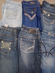 HD1243 Ladies Y2K Denim Embellished Flared Jeans