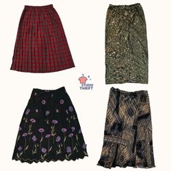 Y2K Artsy Midi Skirts | Plaid, Sequin & Boho Magic..