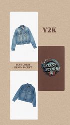 Y2k Blue Crest Denim Jacket