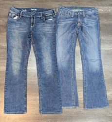 1178 - Jeans Flare & Reto Estilo Bordado Sem Marca