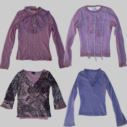 Y2k Soft Girl Long Sleeve Mesh Tops (TT-254)