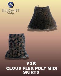 Y2K Cloudy Flex Poly Midi Skirts - EV1299