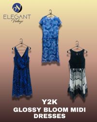 Y2K Glossy Bloom Midi Dresses - EV1300