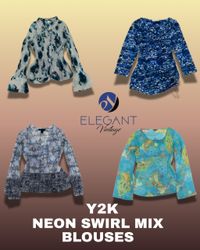 Y2K Neon Swirl Mix Blusen - EV1305