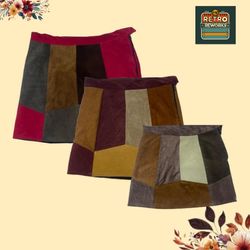 SS25 Upcycled patchwork mini Suede skirt