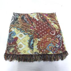 CR1004 UPCYCLED “Heritage Patchwork Fringe Skirt”