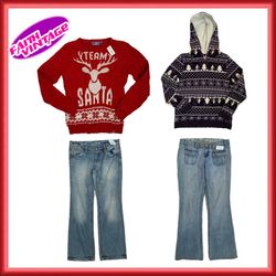 Maglione di Natale e Mix di Jeans (FV-165)