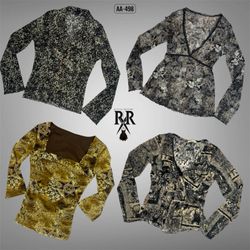 Y2K Earthy Grunge Mesh Mix Full Sleeve Tops (AA-49..