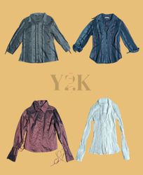 Y2K Striped Collared Tops (Yv-497)