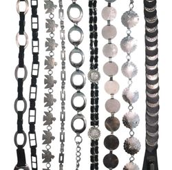 Y2K Silver and Black Chain Belts