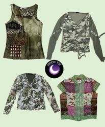 Y2K Olive Green Mesh tops mix (M-909)