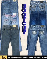 Y2K Bootcut/ Flared Embroidered Embellished Jeans