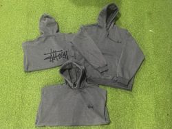 Pull à capuche gris rework style Stussy