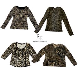 Y2K Wild Grace Tiger Printed Full Sleeves Tops RE-..