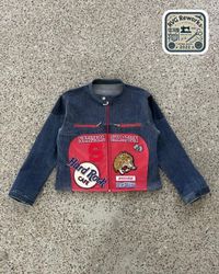 Veste en jean vintage y2k upcyclée à panneaux