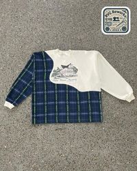 Pull en plaid patchwork upcyclé