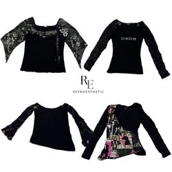 Y2K All Black Cool Girl Full Sleeve Tops RE-2536