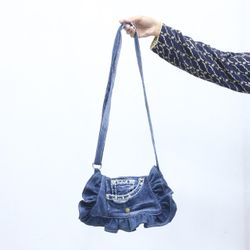 CR1008 Bolsa de Mão com Renda de Denim Reciclado