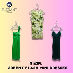 Y2K Greeny Flash Mini Dresses - EV1380