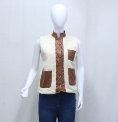 CR1010 Sherpa & Faux Leather Trim Vest