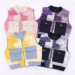 CR1011 Upcycled Bandana Patchwork Cropped Vest